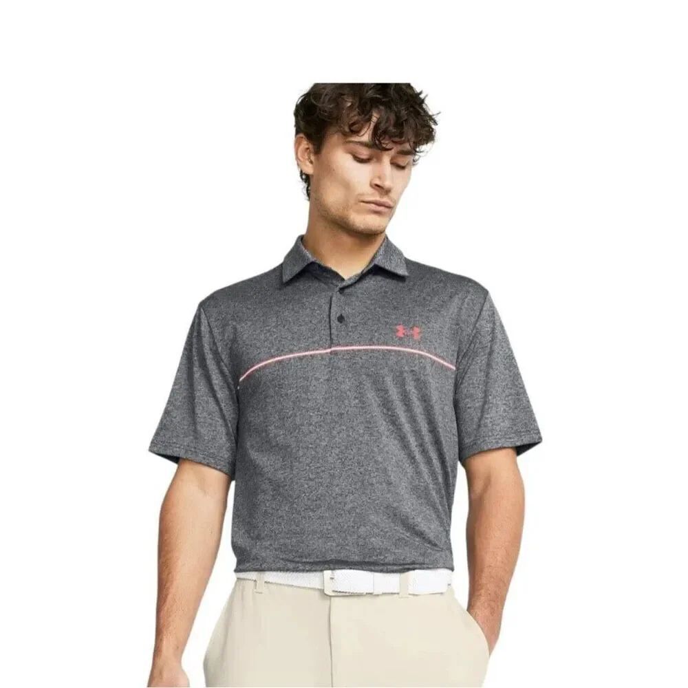 Under Armour men’s 2XL 3.0 gray red striped golf performance polo par new